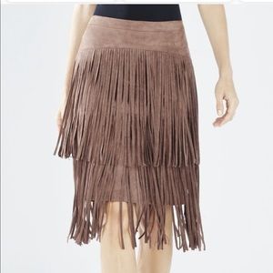 Rashell bcbg fringe skirt size 4 brown